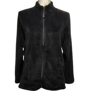 Womens full zip black fleece Sherpa jacket Medium - loungewear fall outerwear